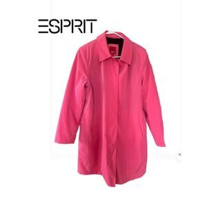 Esprit Solid Pink Trench Coat Sz. XL